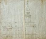 Homlokzatterv részlete sarokrizalittal és toronnyal Pannonhalma barokk átépítéséhez