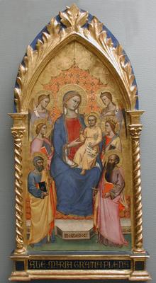 Madonna and Child with four saints and two angels