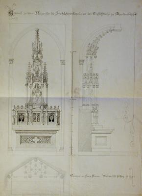 Pannonhalma, plan for the altar of Our Lady