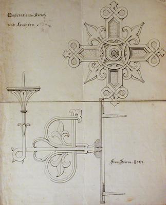 Pannonhalma, plan of a wall candlestick holder