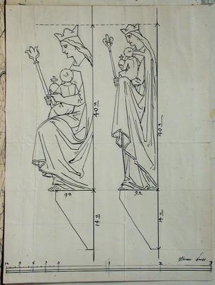 Pannonhalma, two plans for the statue of Our Lady