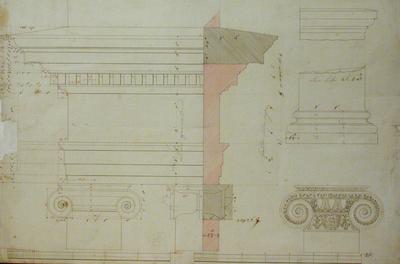 Plan for facade details of the Library at Pannonhalma