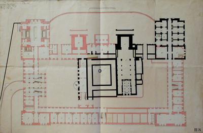 Plan for the rebuilding of Pannonhalma, grondplan of cellar level