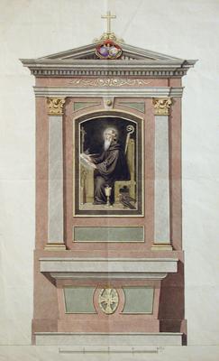 Szent Benedek-oltár terve a soproni bencés templom számára