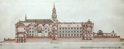 Plan for the remodeling of the abbey - longitudinal section of the church